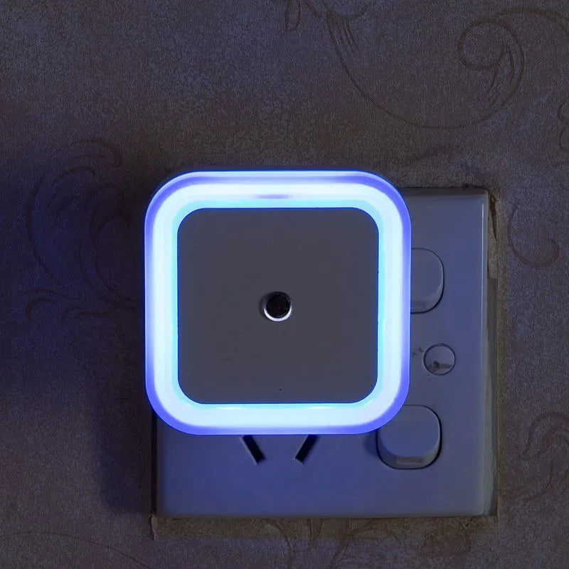Neon light switch on a dark wall