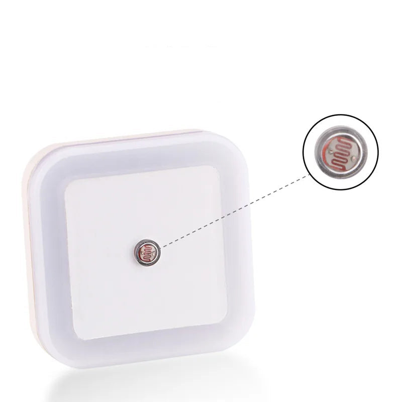 Light sensor with text explaining its function on a white background