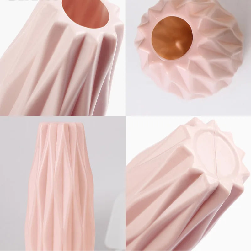 Collage of pink fabric with GEKIWT branding on a white background