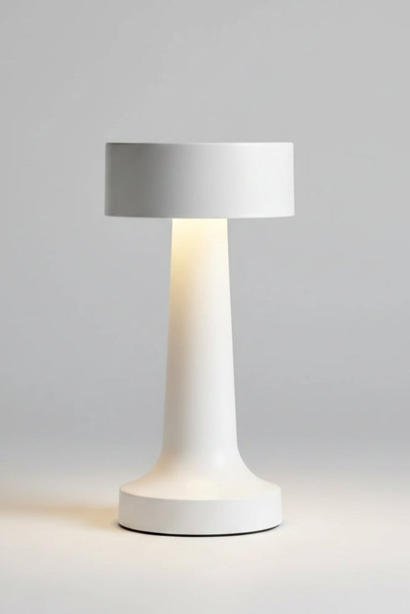 White table lamp with three color options displayed on a white background.