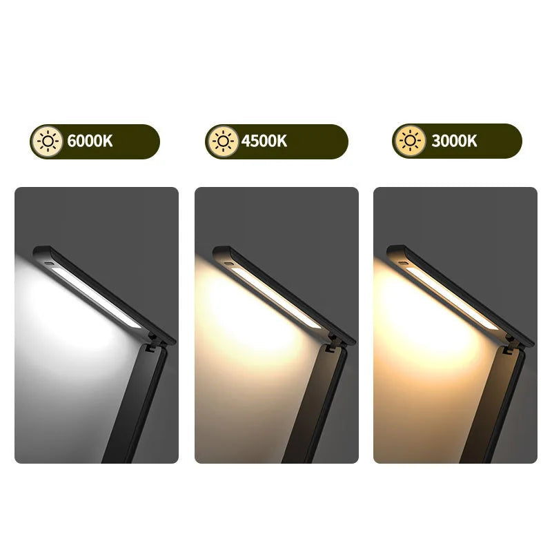 Light fixture with three color temperature settings labeled 6000K, 4500K, and 3000K on a gray background.