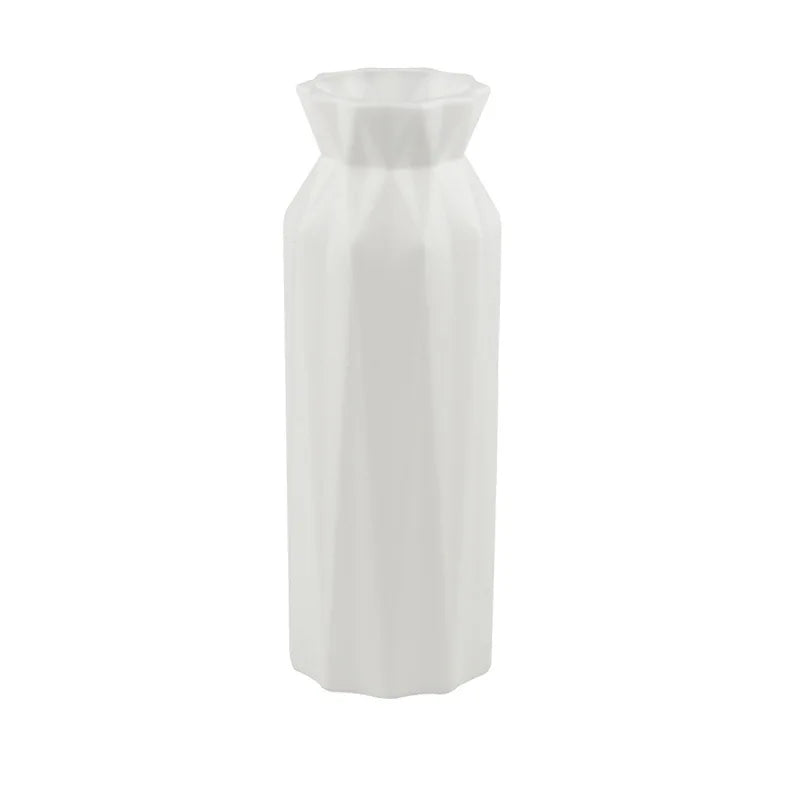 White hexagonal vase on a white background