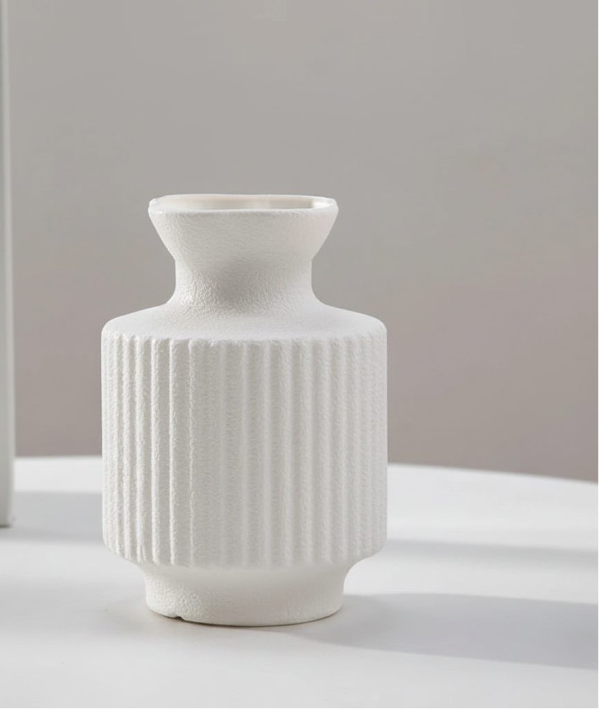 White textured vase 