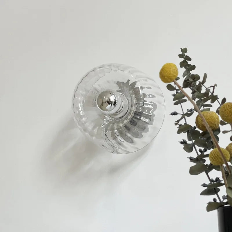 Nordic retro glass wall lamp clear glass – indoor wall sconce light bedroom hallway