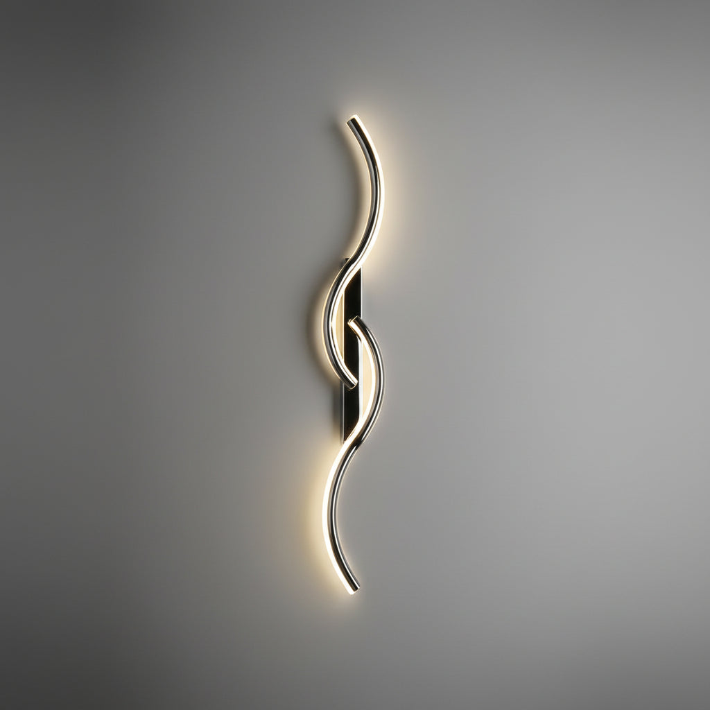 Table with LED wall light specifications including size, power, material, and coverage area.