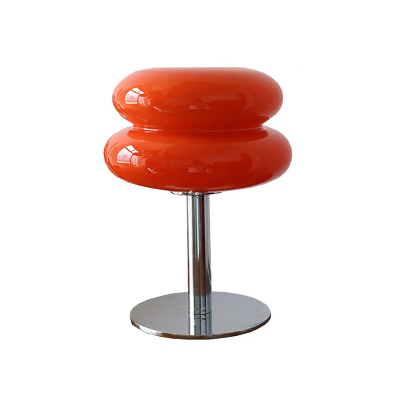 Red stool with dimensions labeled on a white background