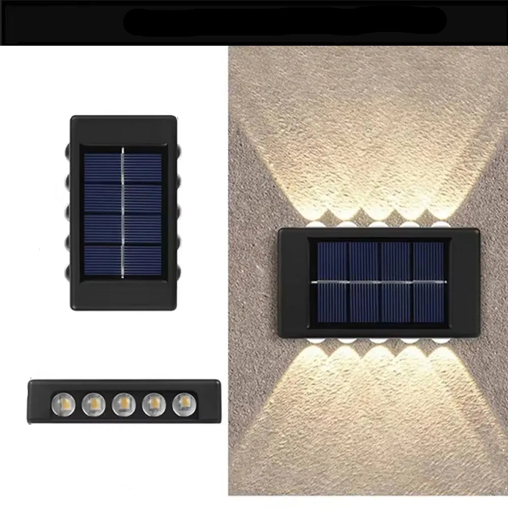 Solar outdoor wall light warm white 10LED NEW – IP65 waterproof solar powered garden light