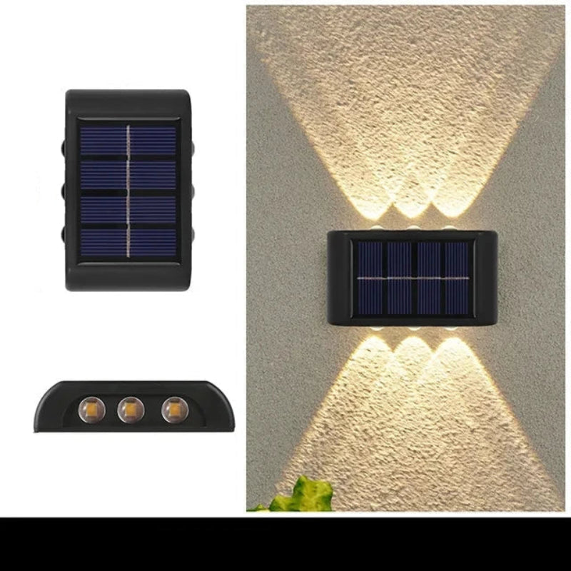 Solar outdoor wall light warm white 6LED – IP65 waterproof garden wall lamp