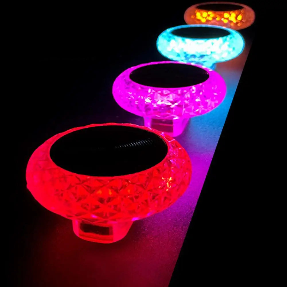 Colorful LED lights on a black background with text 'Natural light Relaxation area'.