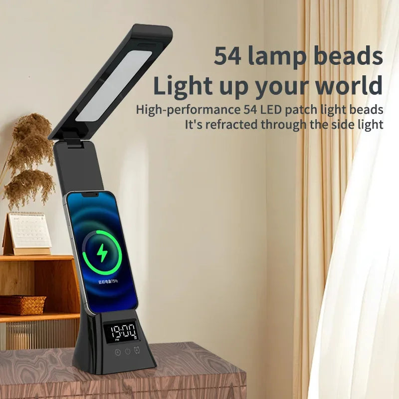 Multifunction LED Desk Lamp | Wireless Charger | Clock & Alarm | USB | Dimmable