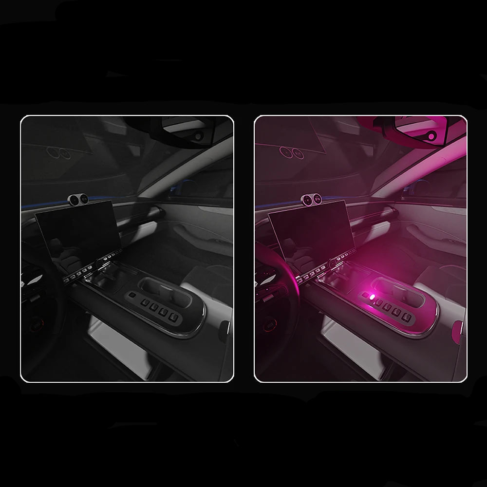 Comparison of car interior before and after installation with text indicating the effect was immediate.
