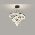 Chandelier with dimensions and power rating displayed on a gray background