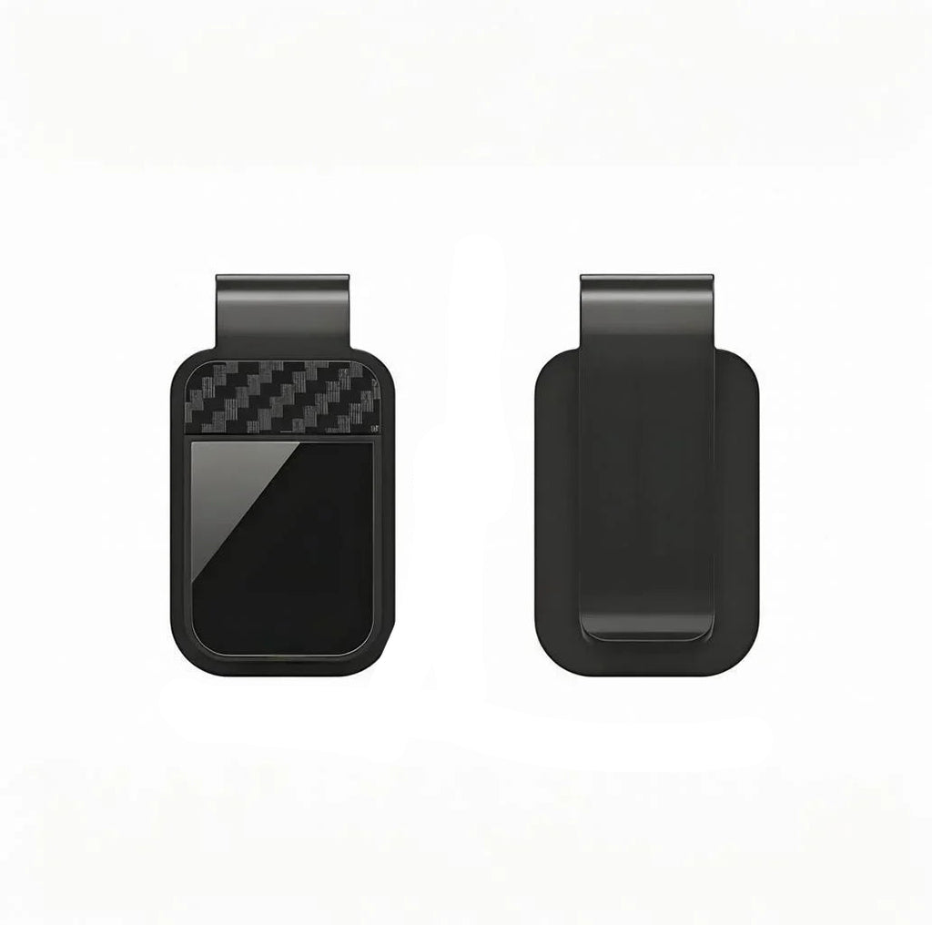 Two black car mount holders with dimensions indicated on a white background