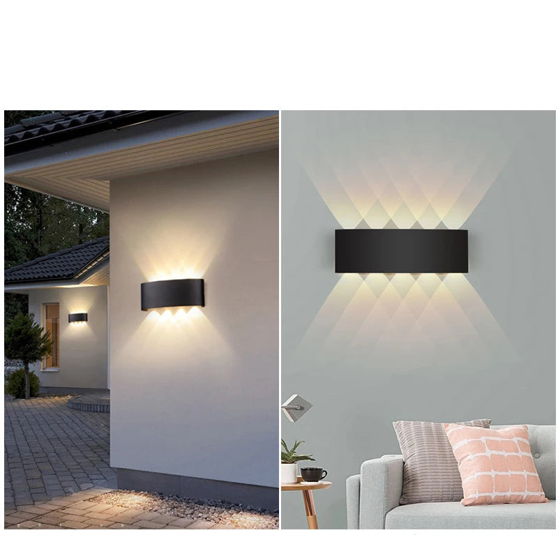 LED up down wall light installed outdoors – modern ABS wall sconce for exterior lighting