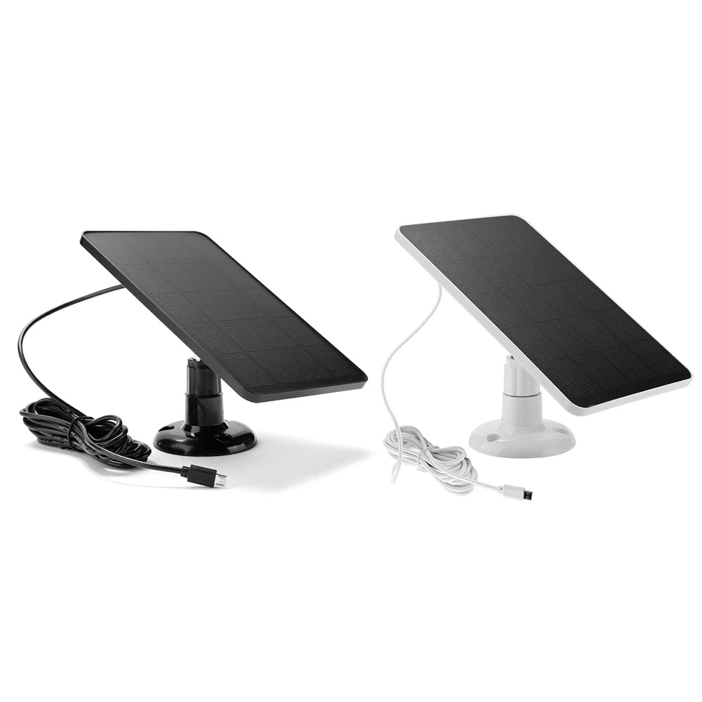 Two solar panels with charging cables on a white background