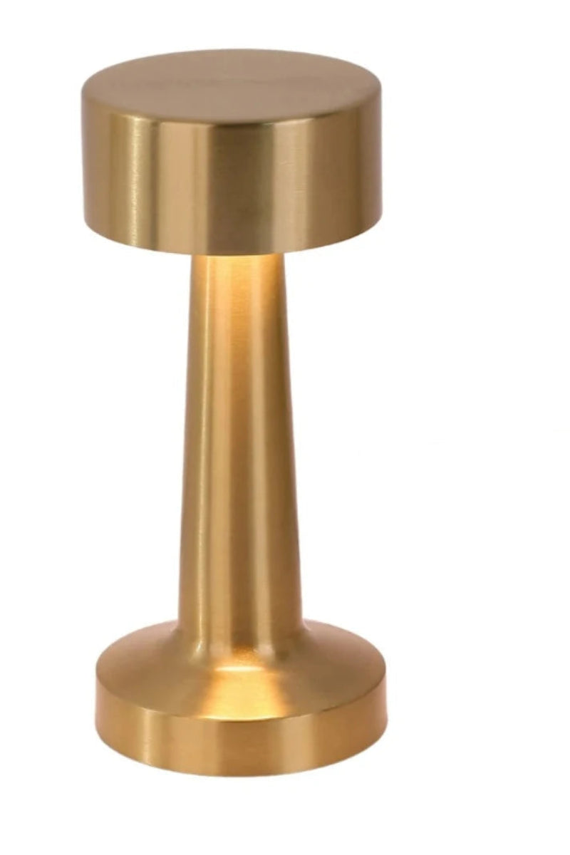 Gold USB rechargeable tricolor light on a white background