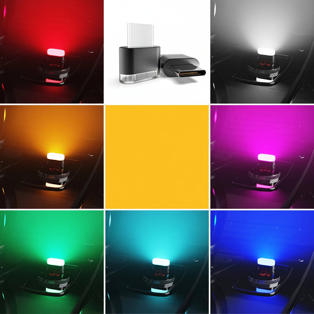 LED light with 7 color options displayed in a grid.