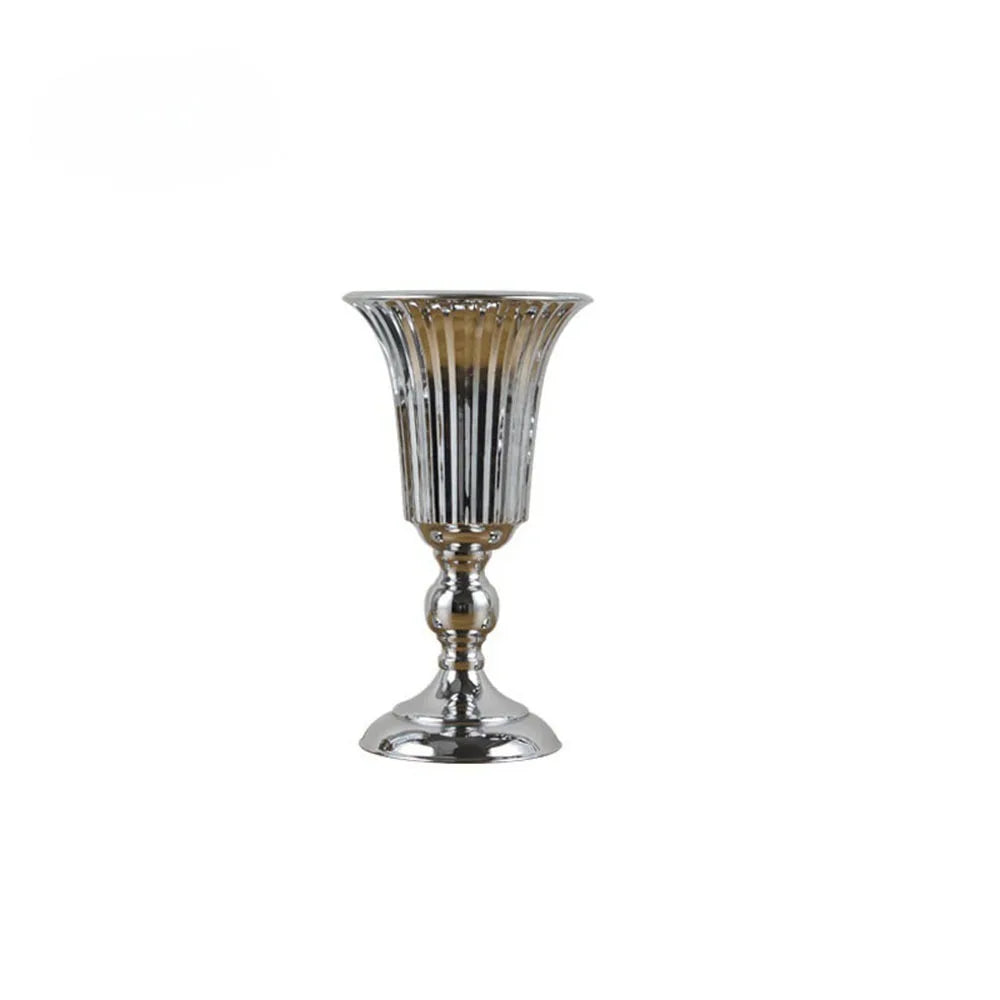 Silver and gold decorative vase on a white background