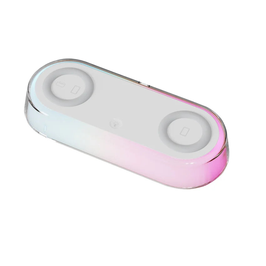 White and pink electronic device on a white background