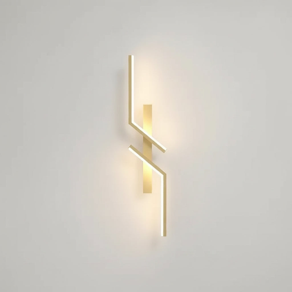 Gold wall light fixture with specifications on a white background