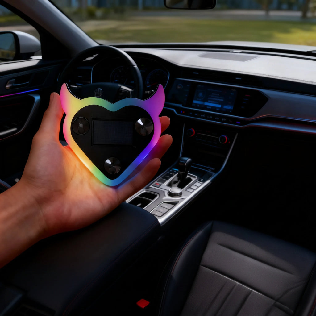 Solar Heart LED Car Atmosphere Lamp – Neon Glow Dashboard Light