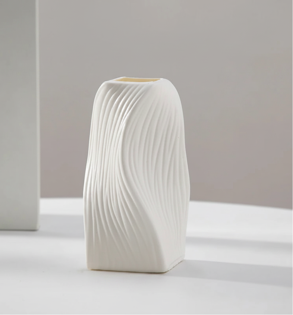 White textured vase 
