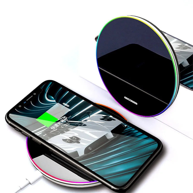 Smartphone with a reflective screen protector on a white background