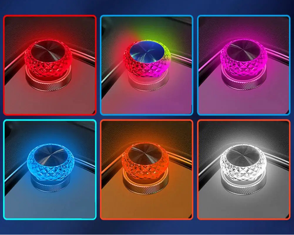 RGB light show with six different colored lights on a blue background
