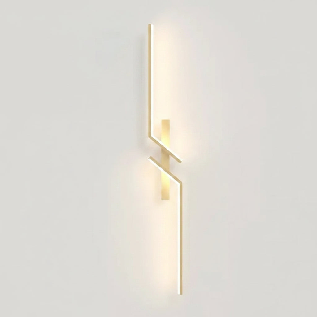 Gold wall light fixture with specifications on a white background
