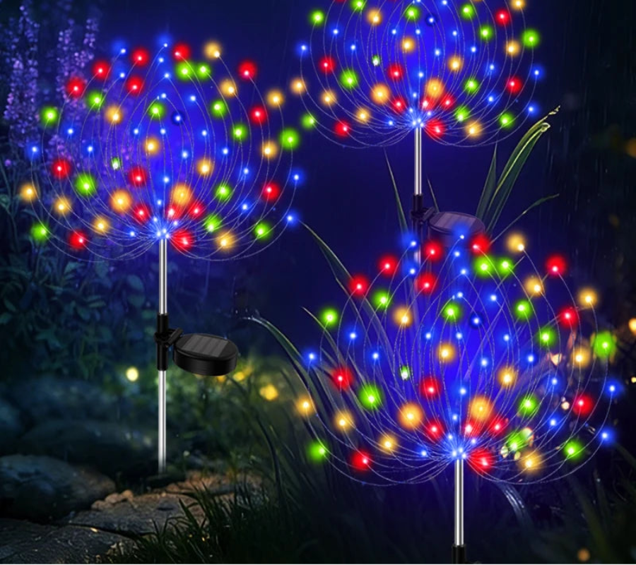 Colorful LED lights on stands with '420 LED' text against a dark background