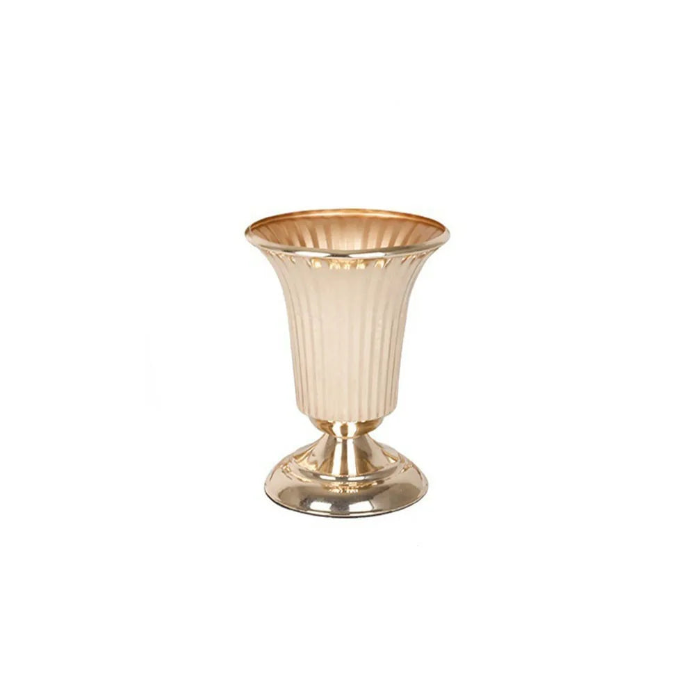 Gold metallic vase on a white background