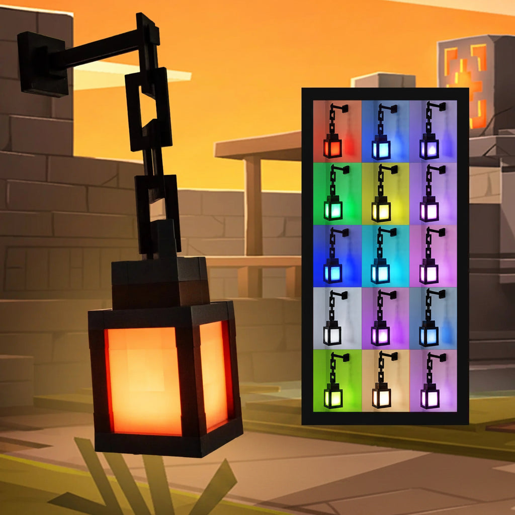 Pixel LED lantern showing 16 colour modes – decorative festival atmosphere light for home