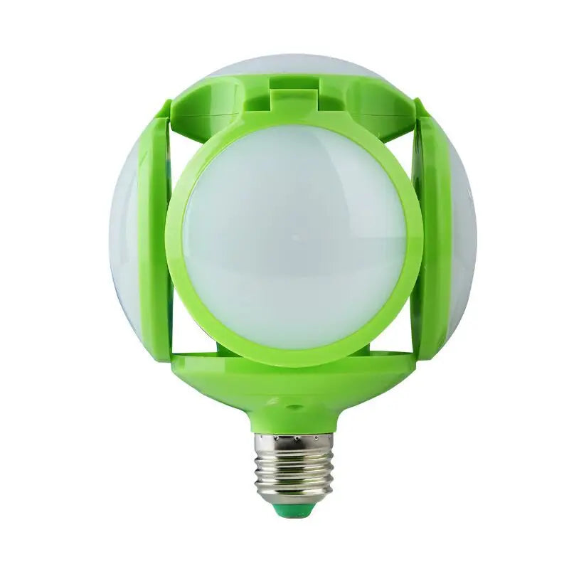 A spherical LED light bulb with a bright lime green plastic frame and a silver screw-in base, shown against a plain white background.