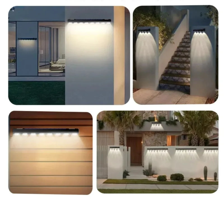 Collage of outdoor lighting applications on various surfaces.