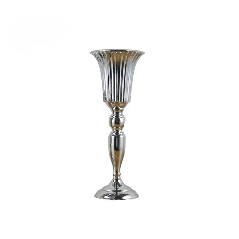Silver candle holder on a white background