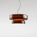 Annular Glass Pendant Light in Red – Modern LED Chandelier D36cm