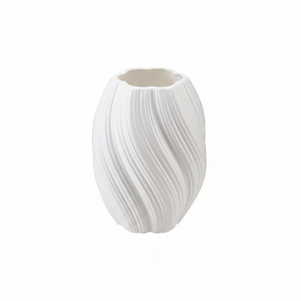 White vase with dimensions on a white background