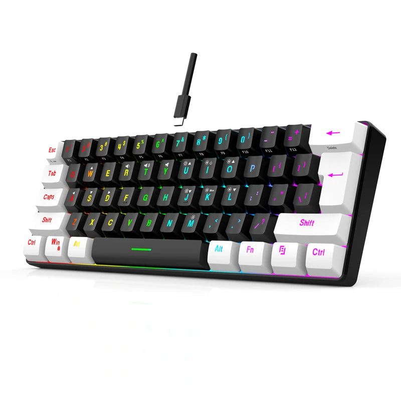 Mechanical keyboard with RGB lighting on a white background