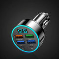 Car charger with digital display on a dark background