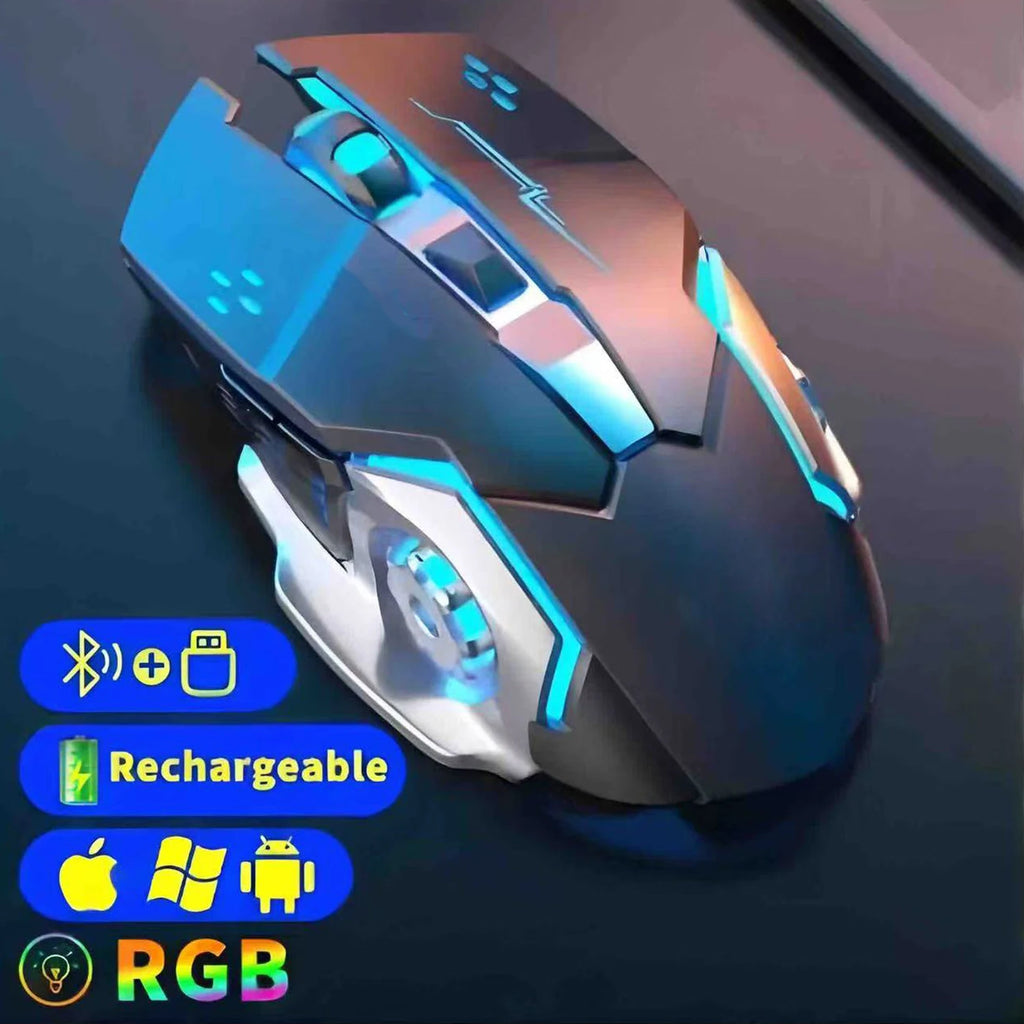 Gaming mouse with RGB lighting on a dark background