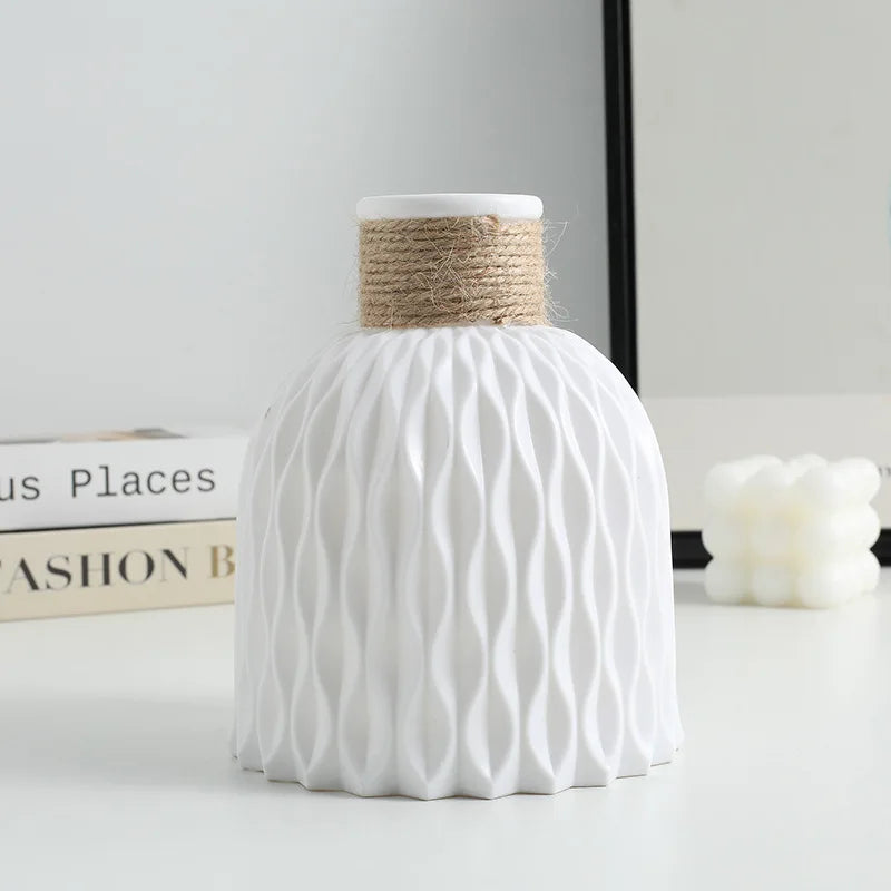 Water Ripple Vase with Hemp Rope – Scandinavian Home Decoration