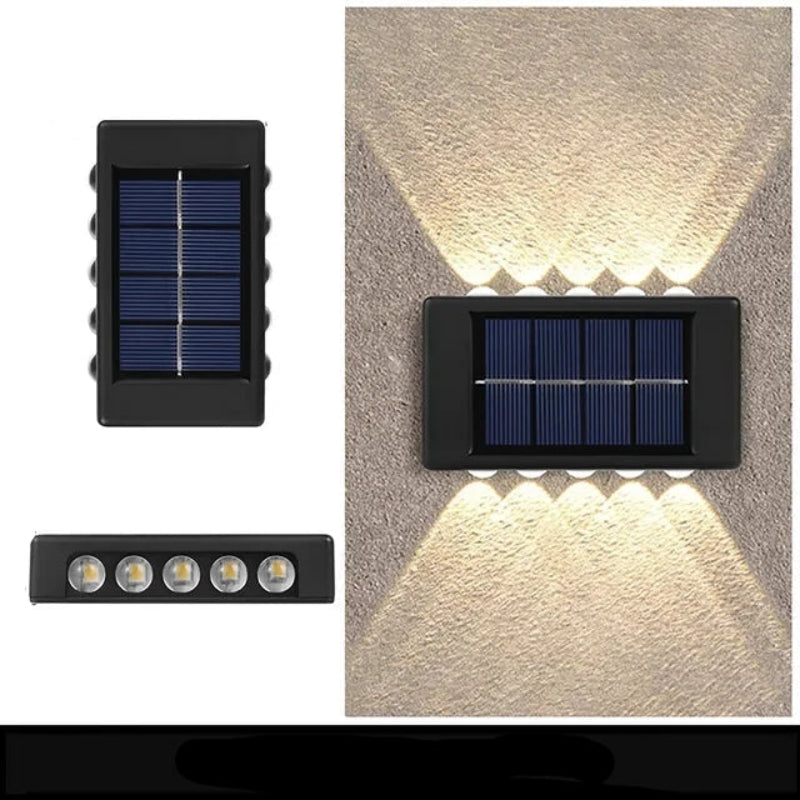 Solar outdoor wall light warm white 10LED – IP65 waterproof exterior wall lamp