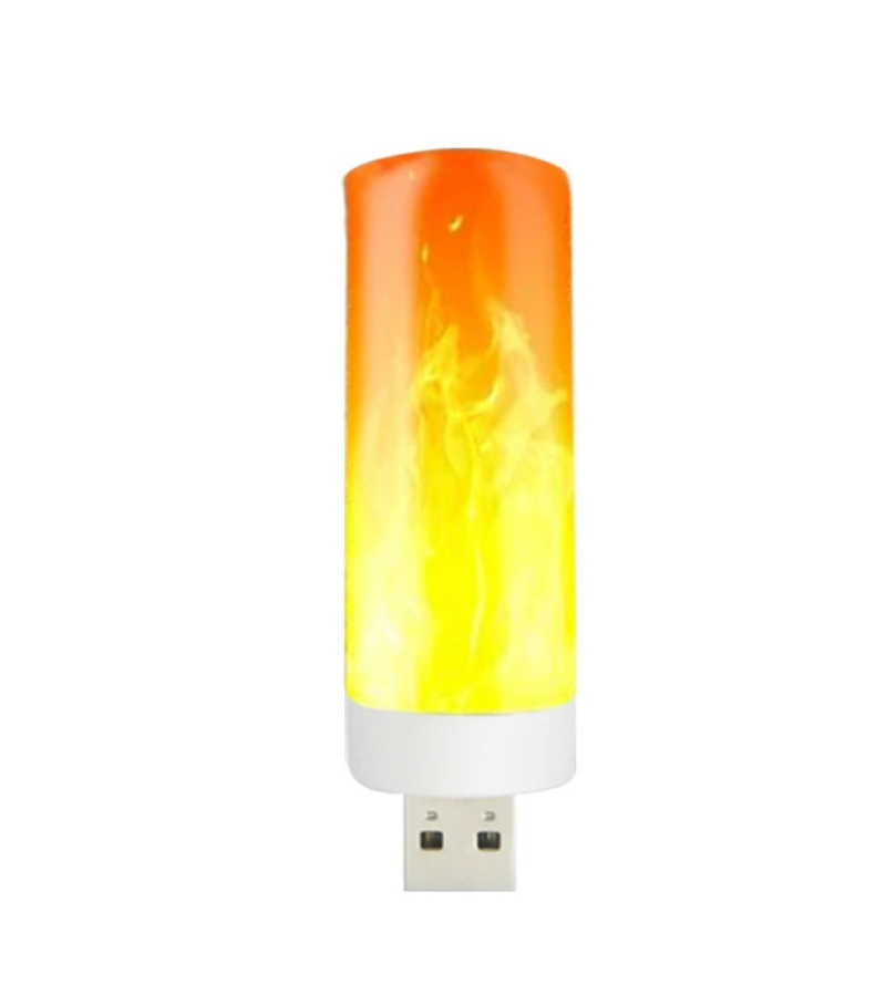 USB device with flame design and measurements on a white background