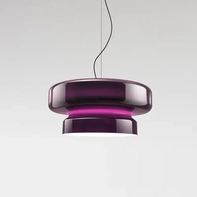 Annular Glass Pendant Light in Purple – Modern LED Chandelier D36cm
