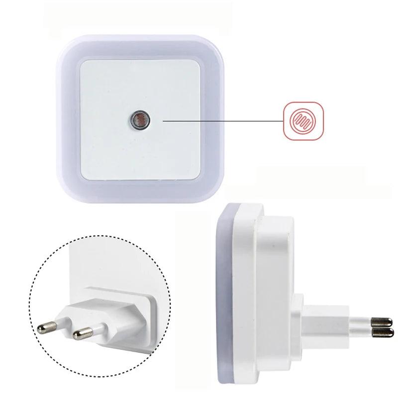 White night light with plug on a white background