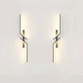 Black wall sconce with dimensions and specifications on a light gray background