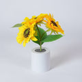 Sunflower LED night light silk cloth petals – decorative bedside lamp warm white glow