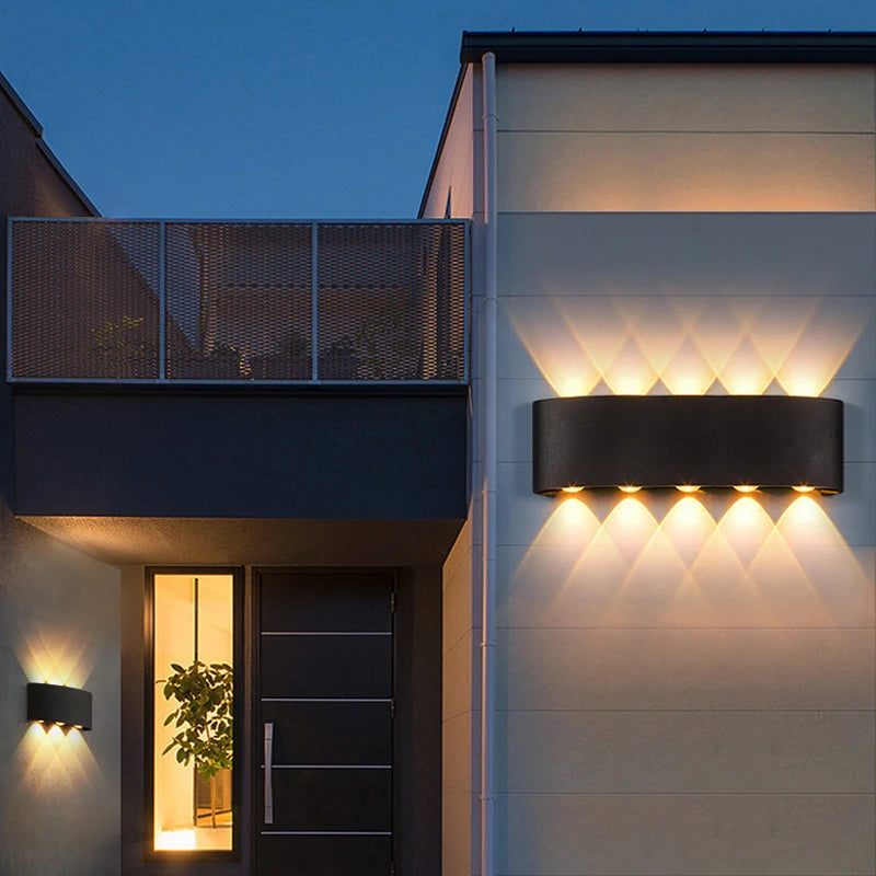 LED up down wall light outdoor night effect – modern wall sconce for facade and garden
