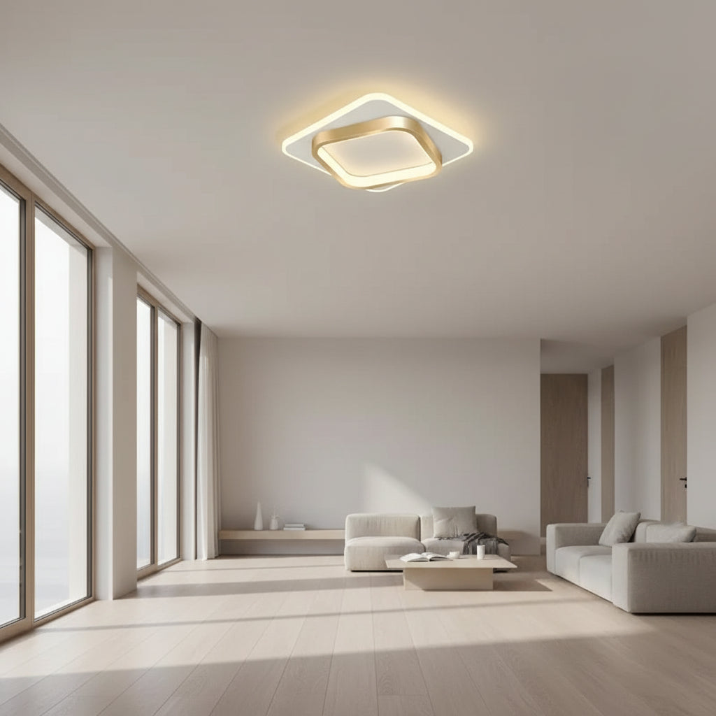 Ceiling lamp with dimensions and specifications on a gray background