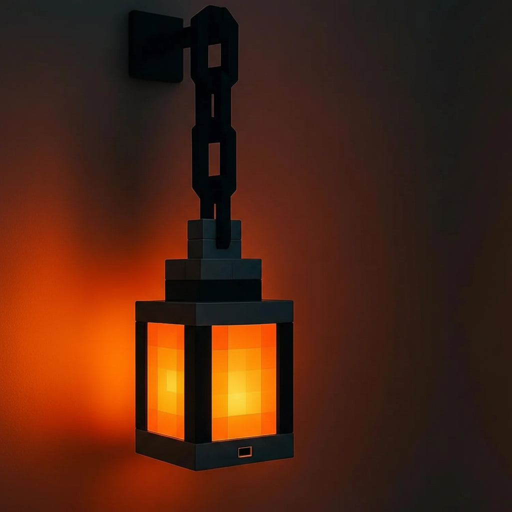 Pixel style LED lantern 16 colour modes with remote – portable rechargeable tabletop night light